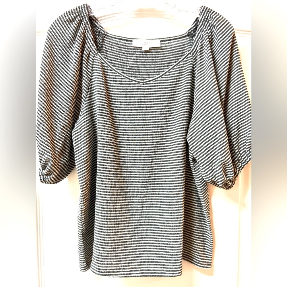 LOFT Ann Taylor Womens Striped Blouse, Lg.